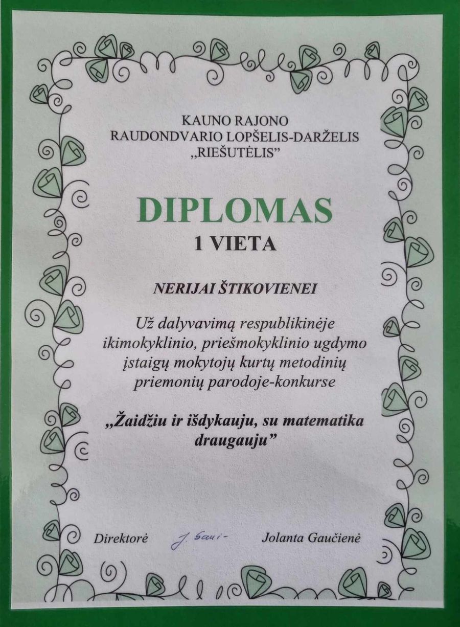 Metodinių priemonių paroda-konkursas „Žaidžiu ir išdykauju, su matematika draugauju”