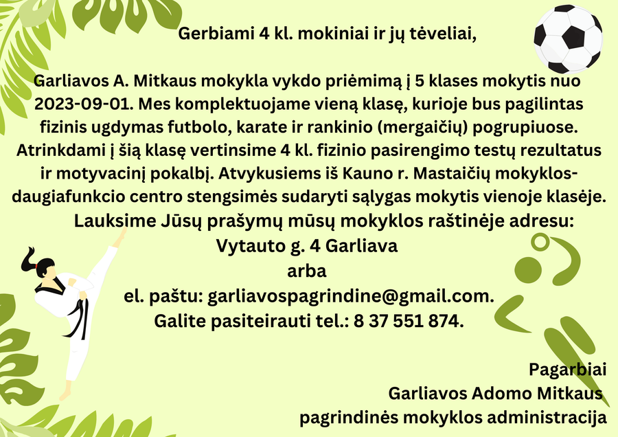 Gerbiami 4 klasės mokiniai ir jų tėveliai